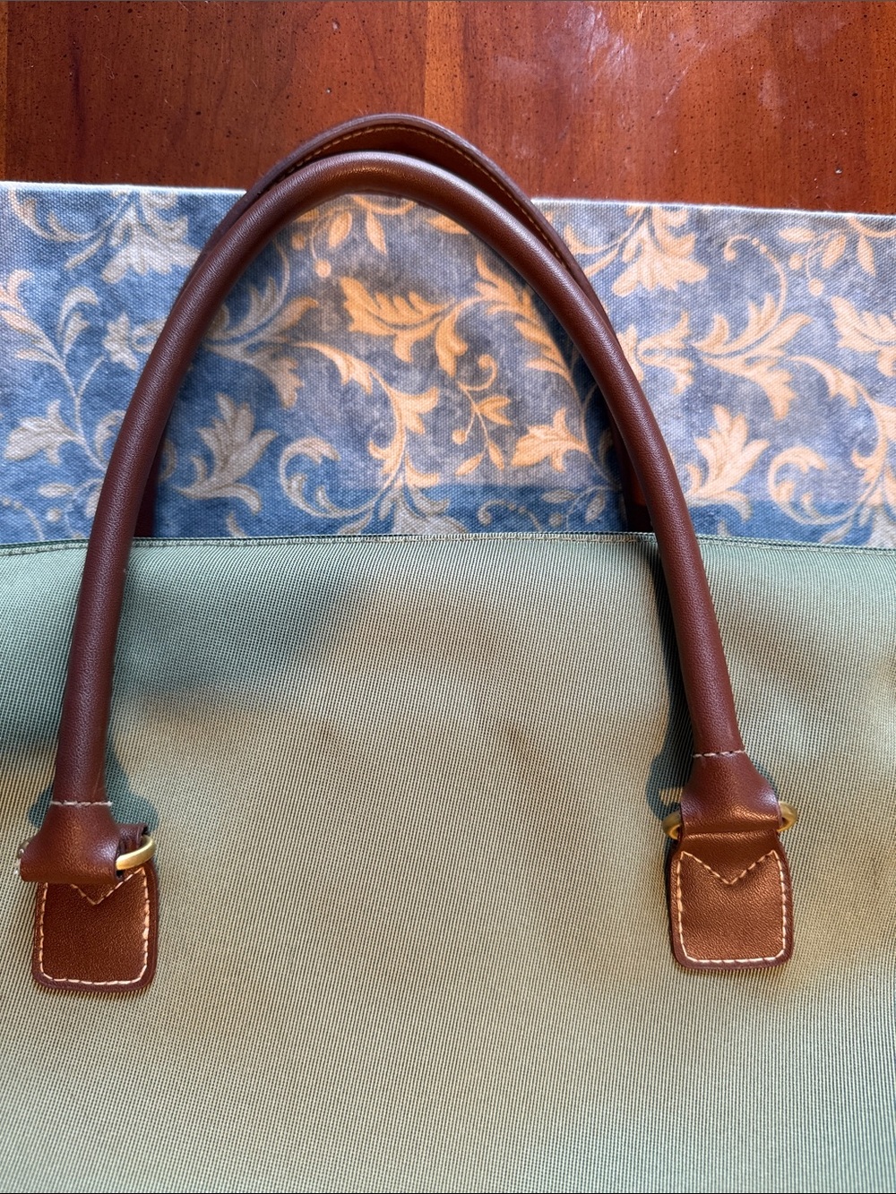 Etienne Aigner Olive Green Canvas Weekender Bag with Brown Trim - vintage - Picture 5 of 9